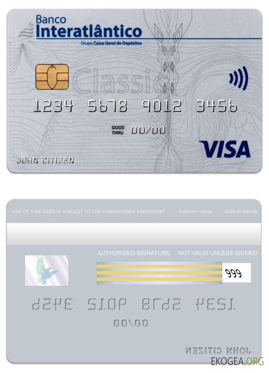 Carte visa classique de la banque Cabo Verde Banco Interatiantico